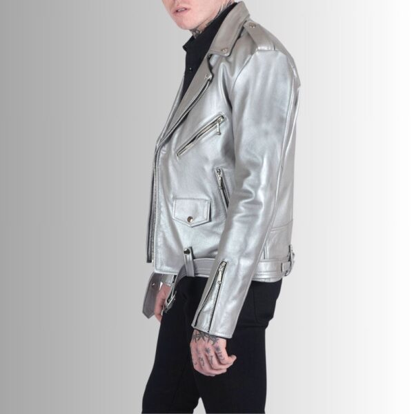 Blouson Argente Homme - Cuir de Buffle