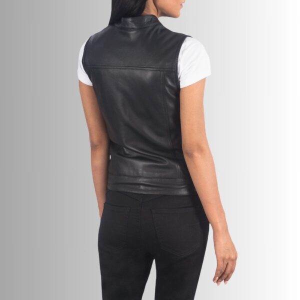 Veste En Cuir Femme Sans Manche - Noir