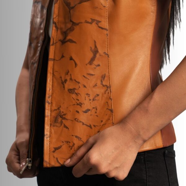 Veste En Cuir Sans Manche Femme - Marron Clair
