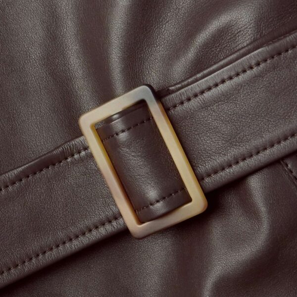 Manteau En Cuir Avec Fourrure Homme en Cuir Marron et Shearling Brun Clair