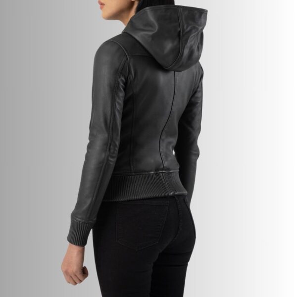 Veste Cuir Capuche Femme - Noir