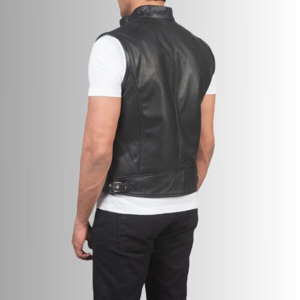 Gilet Cuir Noir Homme - Style Motard