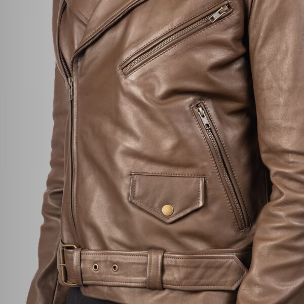 Détail Perfecto Cuir Marron Homme