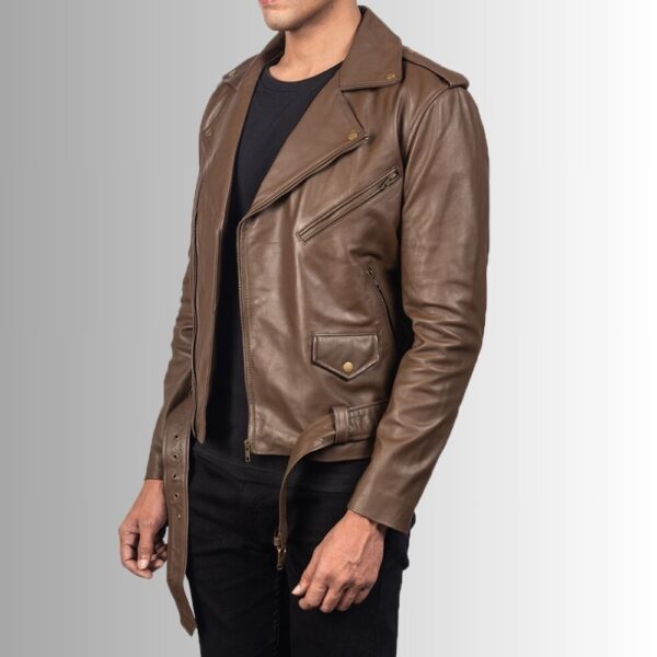 Perfecto Cuir Marron pour Homme - Vue de Côté