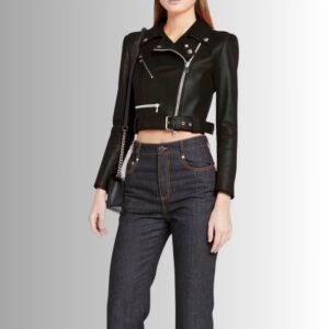 Perfecto noir femme, vue avant